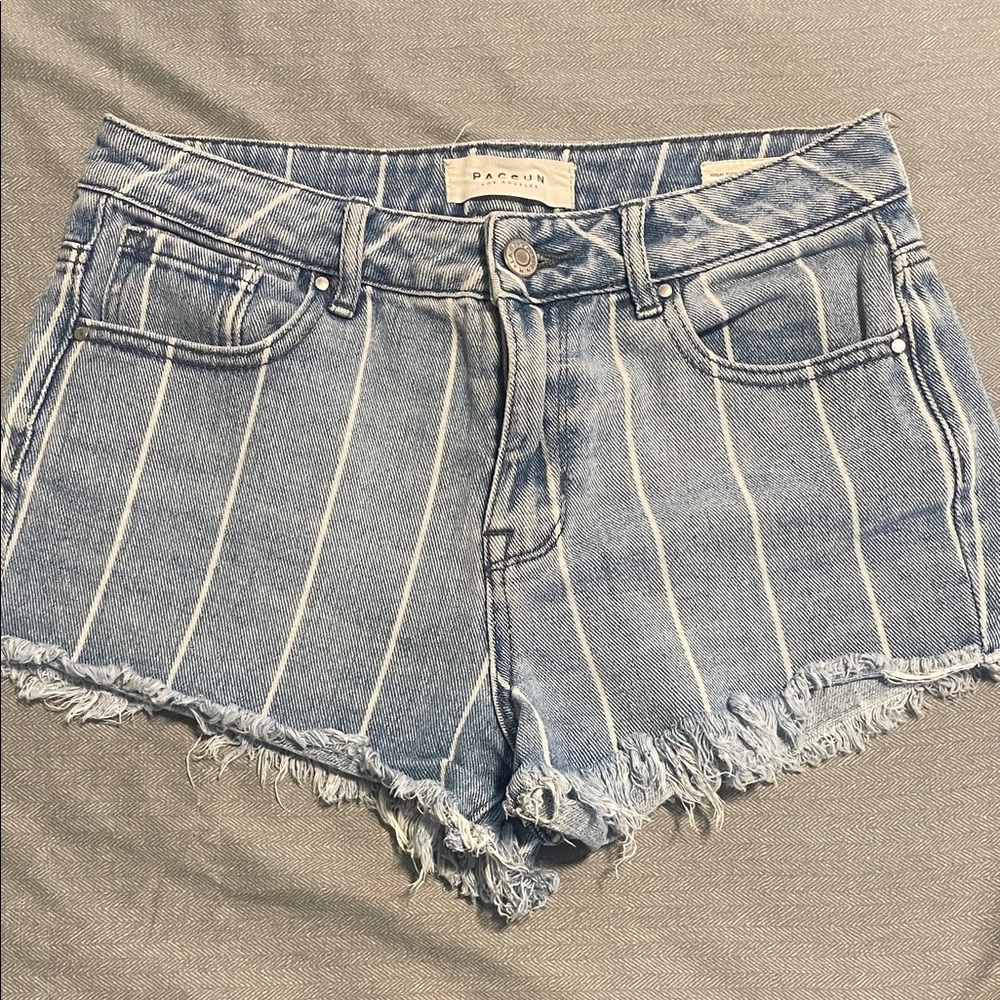 PacSun Striped Blue Jean Shorts